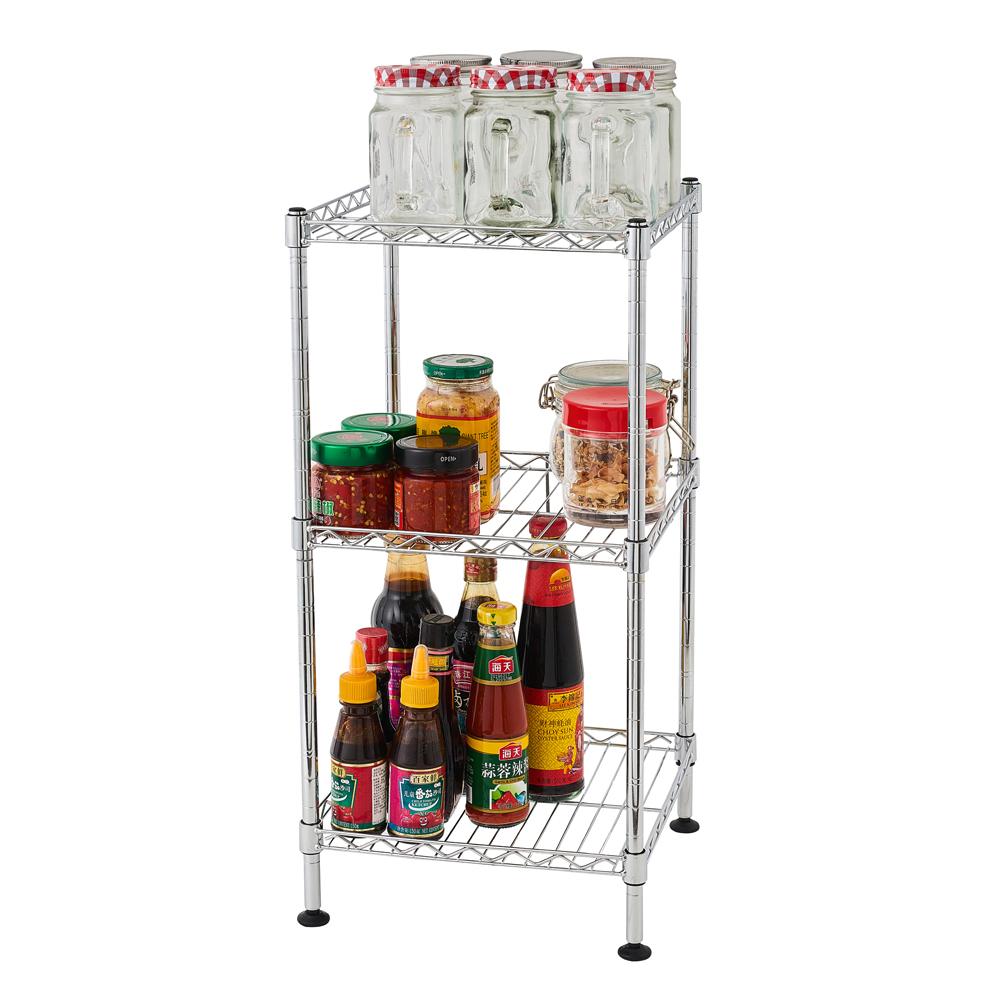 3-Tier Steel Wire Shelving Tower  Kitchen Furniture