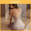 Long Silk Sleepwear Set With V Neck Sleeveless Design For Women Relaxation