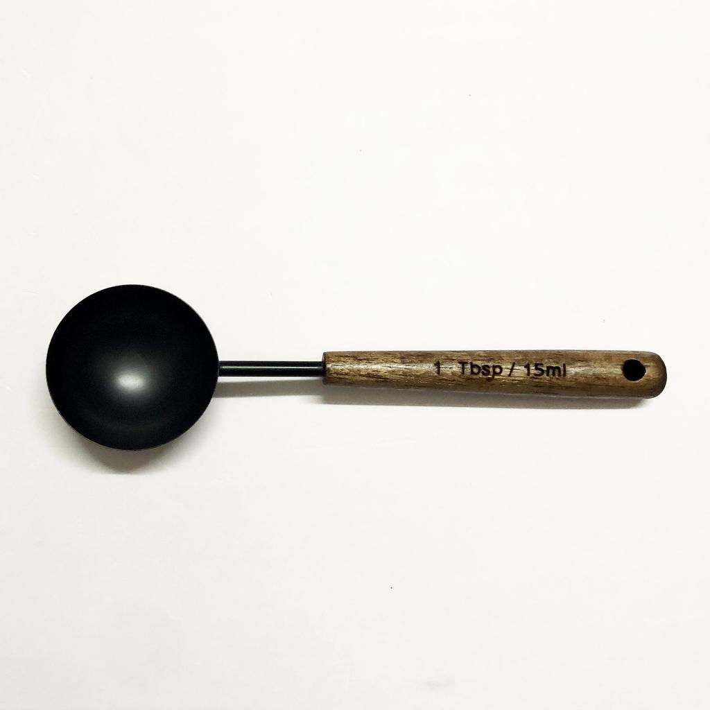 Multifunctional Oak-Handled Stainless Steel Measuring Spoon for Kitchen Baking