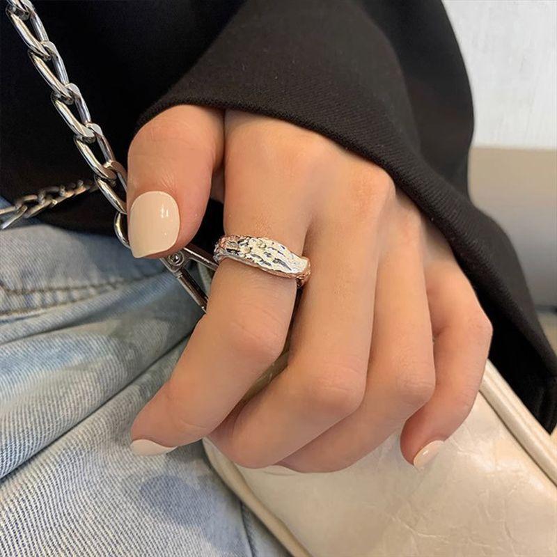 High Sense Niche Design Geometric Bump Ring Women'S Retro Fashion Personality Texture Open Ring Hip Hop