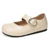 Fashion Mary Jane Shoes Women's Spring Versatile College Style Women's Shoes Soft-soled Ballet Inner Height Increasing Leather Shoes