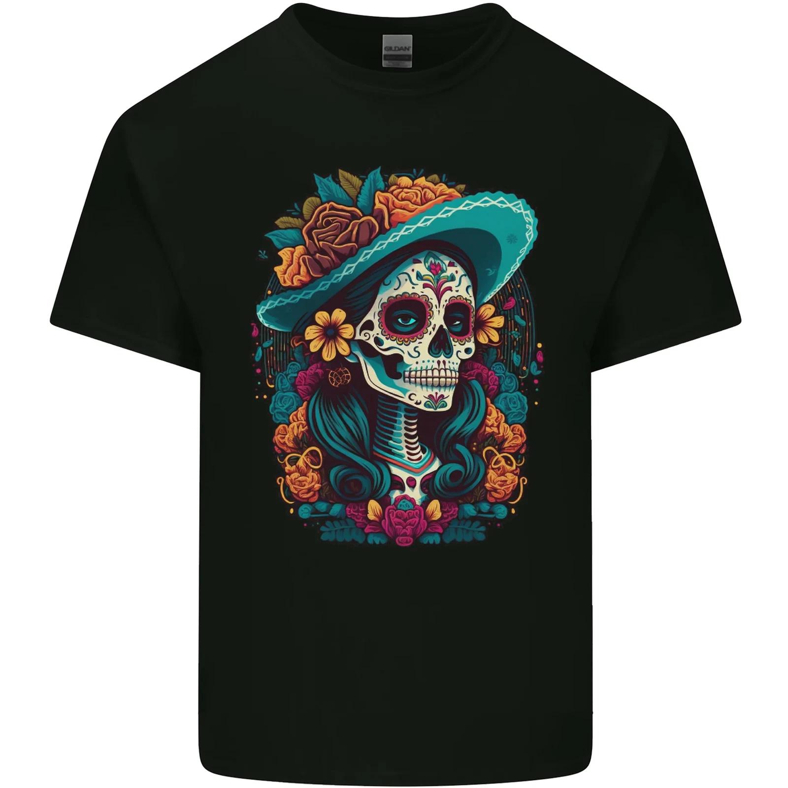Los Muertos Day of the Dead Sugar Skull Kids T-Shirt Childrens M