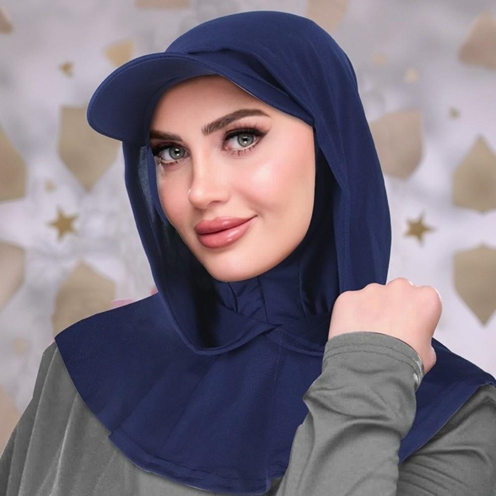 Solid Color Headscarf Hat Sun Protection Neck Shade Cap Hijab Baseball Cap Motorcycle Sports