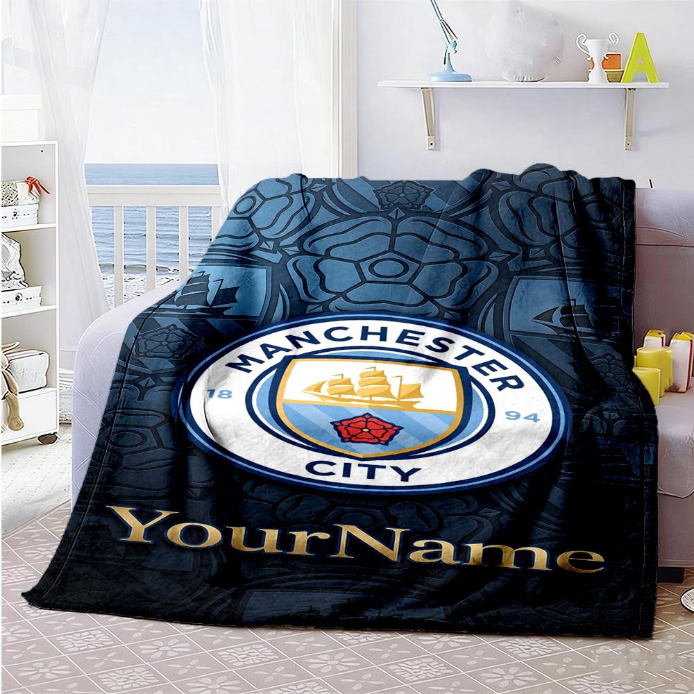 Manchester City Personalized Name Blanket Multi-purpose Personalized Blanket Durable Comfort Suitable for Picnics Sofa Living Room Nap