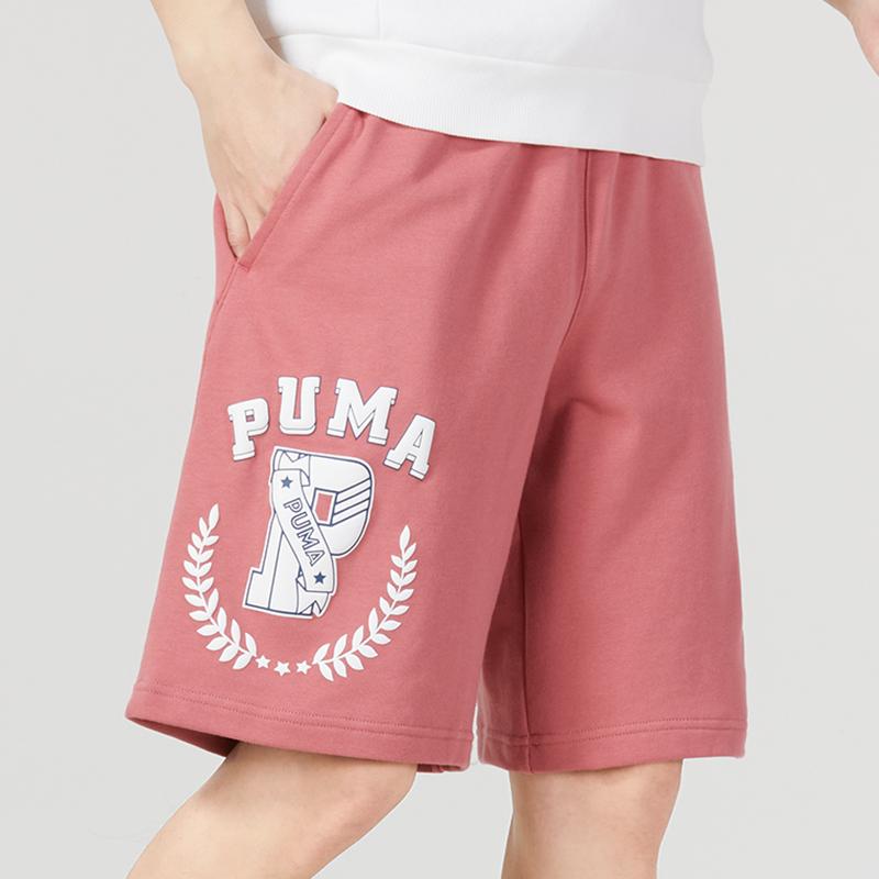 Puma Letter Print Lace-Up Straight Casual Shorts Men shorts Pink 623255-50
