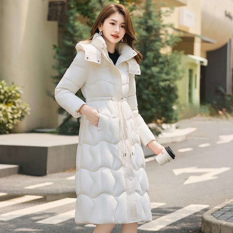 Autumn Winter Thicken Warm Parka Women Casual Solid Color Big Pocket Slim Long Hooded Coat Jackets Outwear