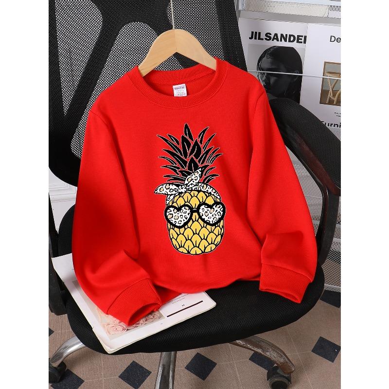 Kids Sweatshirt,Crew Neck Fashion Top, Fun"Pineapple Leopard Fashion Glasses " Patterned Sweatshirt, for Everyday Casual Wear, for Daily Outfits