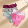 FINETOO 3Pcs/Set Cotton Striped Stretchy Underwear Women's Low Waist Panties Sexy Elastic Wide Belt Solid Color Briefs Comfort Lingerie