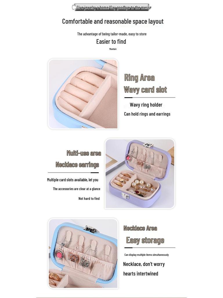 Pastel Double-layer Jewelry Storage Box for Earrings, Rings, and Necklaces - Portable PU Case