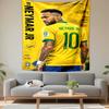 Wandteppich Neymar Jr Brasilianische Nationalmannschaft 10 Gelbes Trikot Rückseite Krone Fußballposter für Selecao Fußballfan Zimmerdekoration