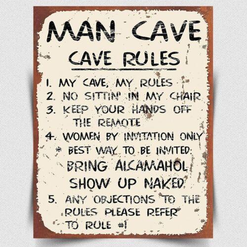 Man Cave Rules METAL SIGN WALL PLAQUE Retro Print funny Bar Man Cave ShedAluminum 20x30cm(7.8x11.8inch)