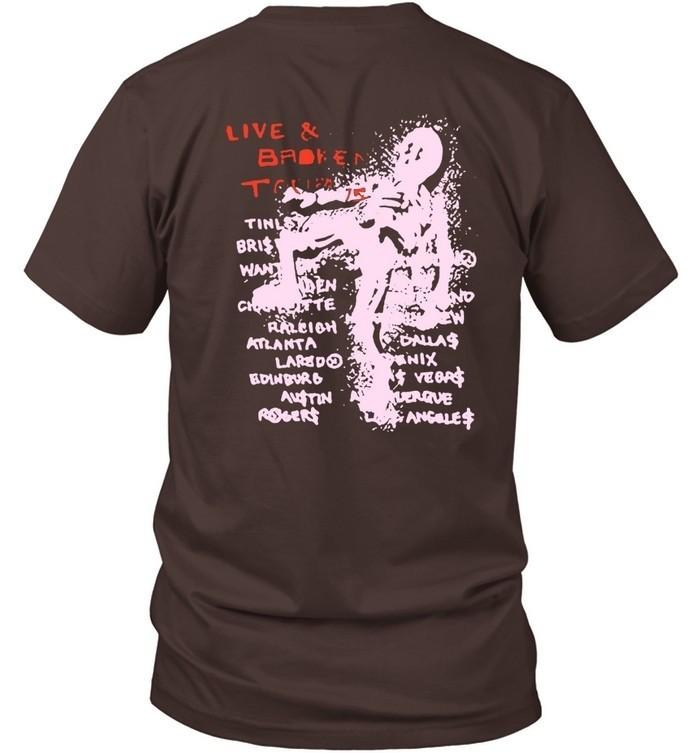 

Live And Broken Tour 2025 T Shirt Rock Band Concert Dates Tee S