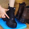 Designer Chunky Woman's Ankle Boots Spring Autumn Comfortable Warm Fur Wedge Leather Boots Increased 3CM Fashion Women Sneakers