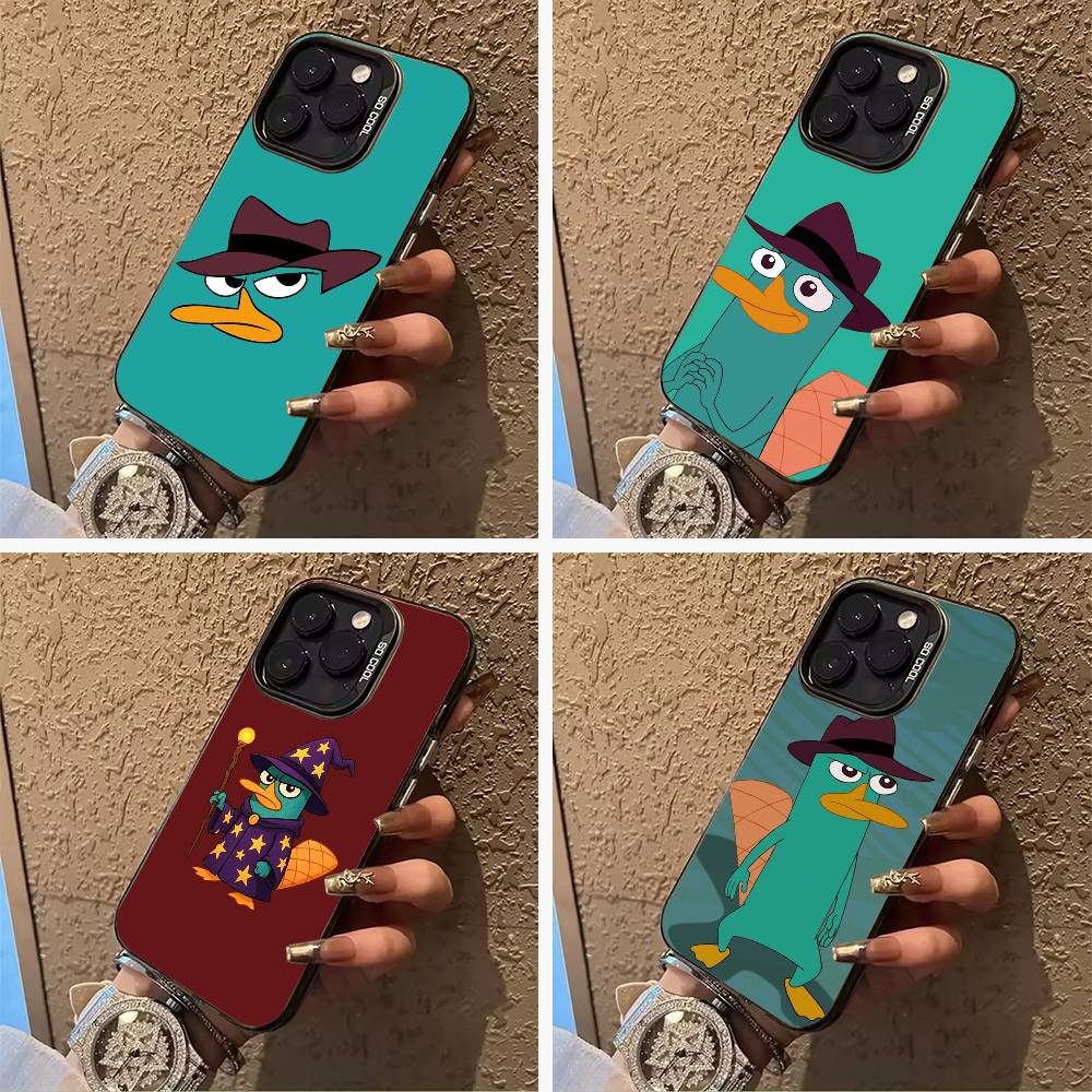 P-Perry The P-Platypus Phone Case For IPhone17 16 11 12 13 14 15 16 Pro Max Plus Cover Colored Silver Funda Bumber