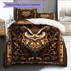 Retro Patterned Owl  Pattern Bedding Quilt Set Quilt Cover Pillowcase Home Decoration  Gift (1 * Duvet Cover + 2 * Pillowcase, Without Core)