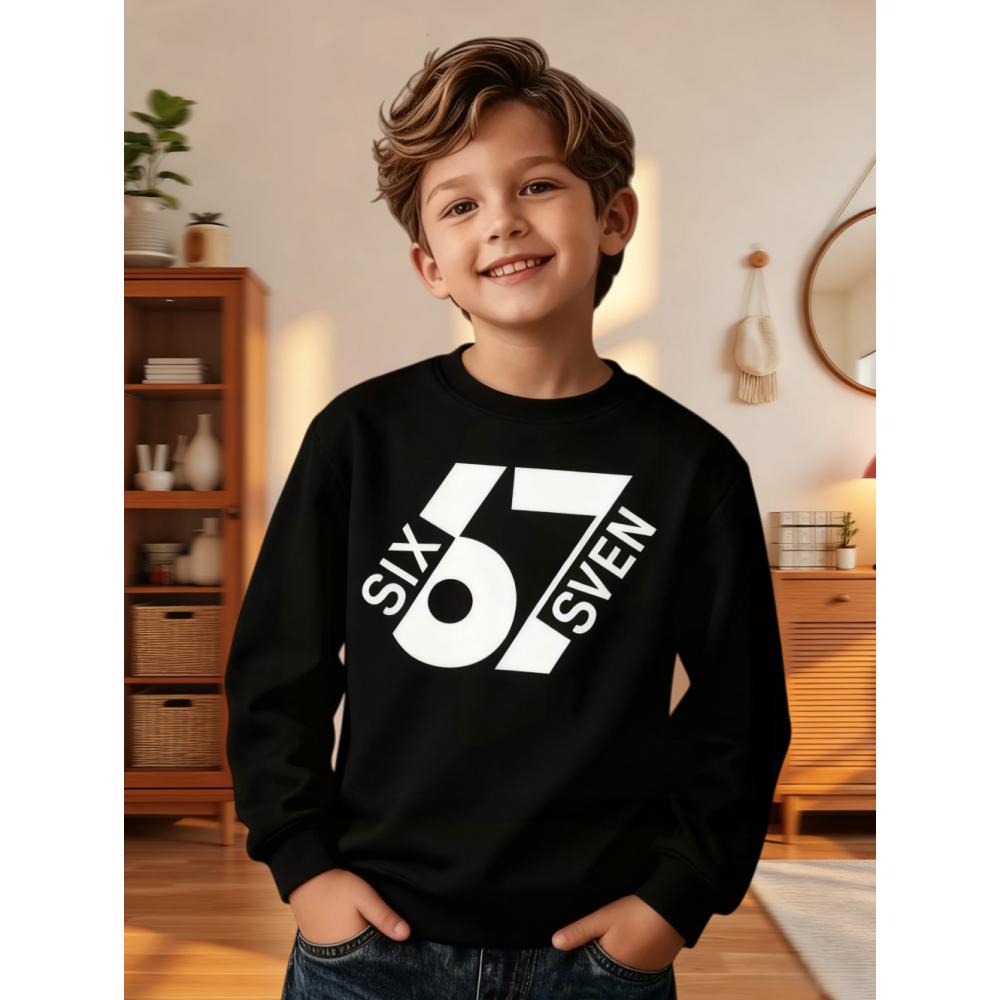 6 7 Meme Kids Sweatshirts Funny Digital Graphic Hoodie Casual Long Sleeve Top Loose Comfortable Streetwear Fashion Boys Clothes