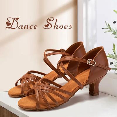 PU-Leder Mittelhohe Lateinamerikanische Tanzschuhe Professionelle Tango Modern Walzer Innenbereich Weiche Sohle Tanzschuhe 5CM Indoor Tanzschuhe