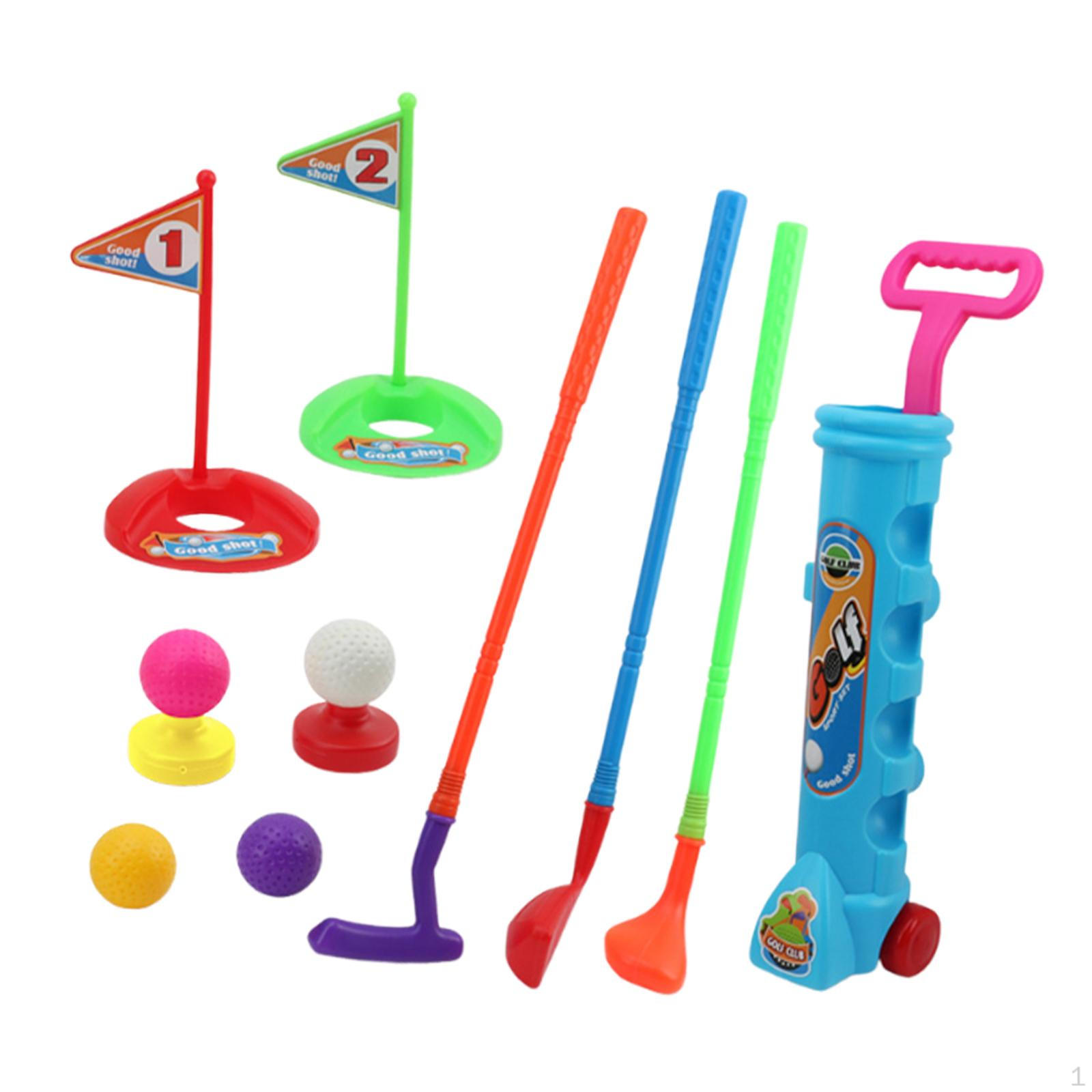 

12 предметов для игры в гольф для детей и пронумерованные флажки для тренировок с лунками для активных упражнений с мячами синий