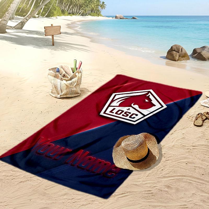 LOSC Lille Personalized Printed Beach Towel Soccer Logo Support Custom Name Text Absorbent Towel For Sport Travel Special Gift