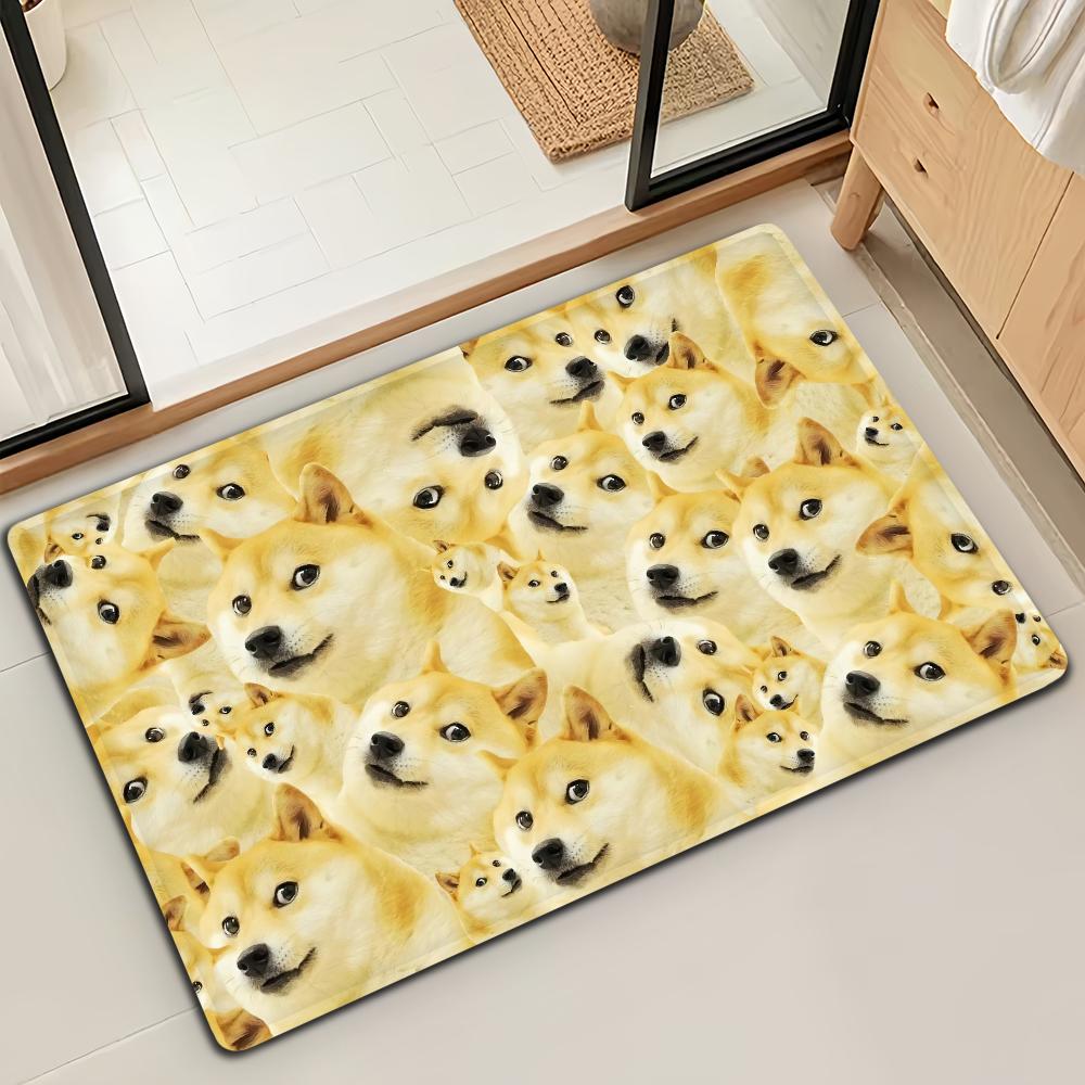 Doge funny Emoticon S-Shiba M-Meme Microfiber Decorative Versatile Flannel Floor Bath Door Mat Quick Dry Absorbent Non-slip Sole