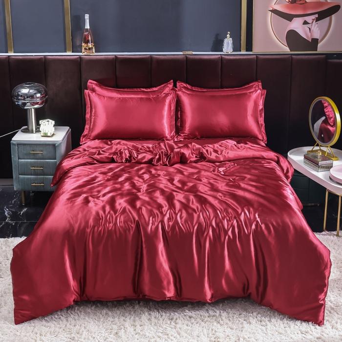 new summer double-sided ice silk four-piece set simple bedding soft silky single quilt cover dormitory three-piece set