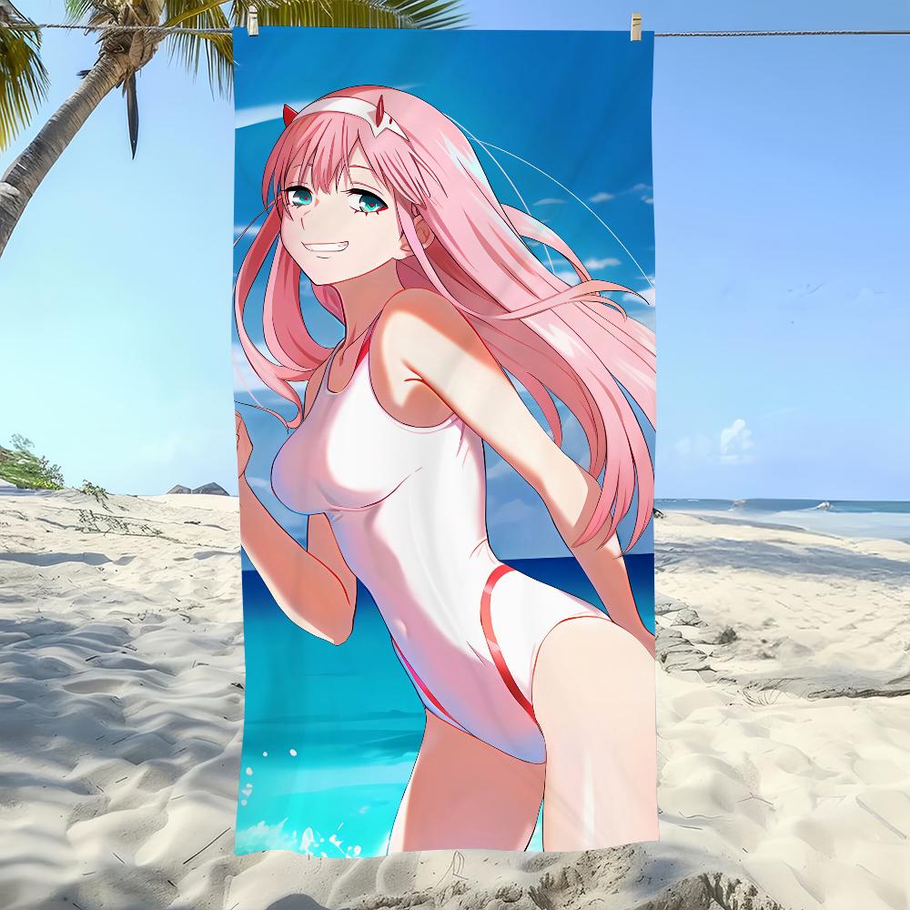 

Аниме Z-Zero Two D-Darling In The F-Franxx Полотенце Мягкое Бассейн Подарок Для Путешествий Спортзал Душ Кемпинг Быстросохнущее Спортивное Большое Пляжное Полотенце W40*H60(CM)