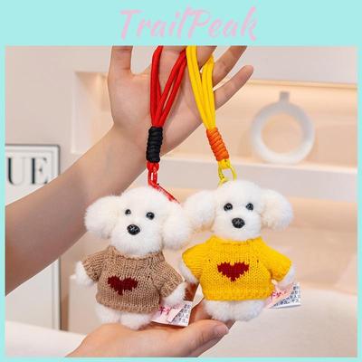 Teddy Dog Plush Toy With Sweater Soft Short Plush Animal Bag Charm Gift For Teens