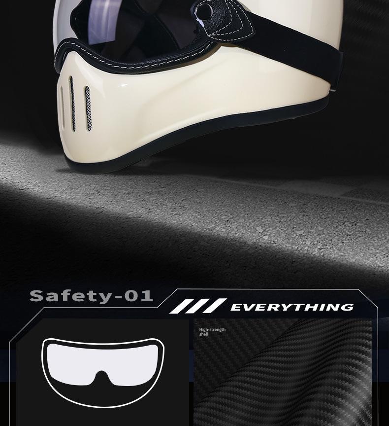 AD Fiberglass Retro Full Face Motorcycle Helmet for Men and Women