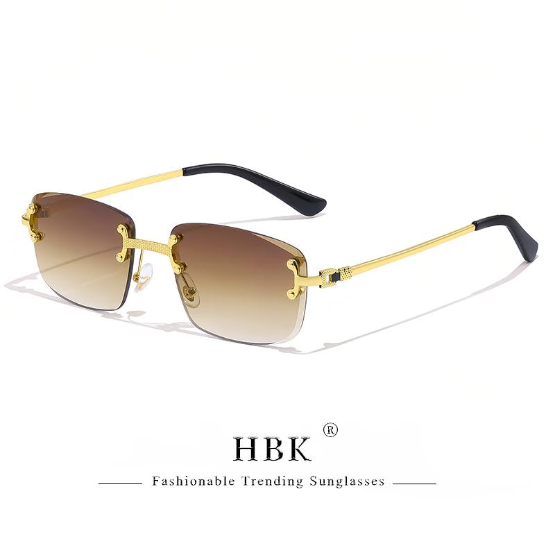 Occhiali da Sole HBK Senza Montatura Quadrati Donna Retro Metallo Occhiali da Sole Uomo Lusso Festa Business Lenti Sfumate Stile Estate 2024