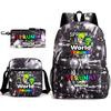 New rhythm box game merchandise primary school bag sprunki cartoon starry sky backpack 3-piece set D
