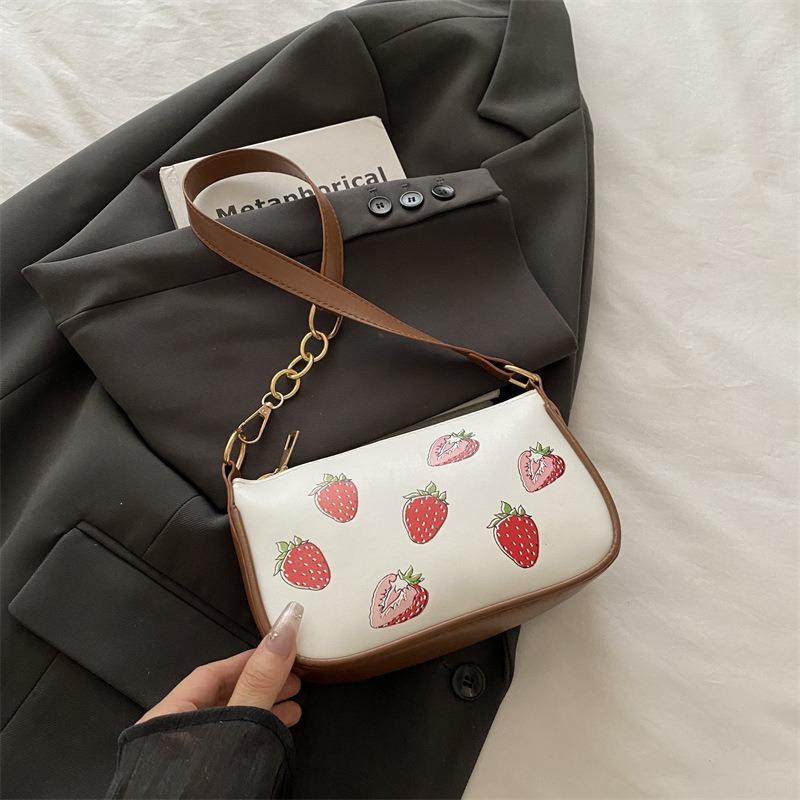 

Premium bag women s summer small fresh strawberry printed shoulder messenger bag is now popular small square bag women коричневий