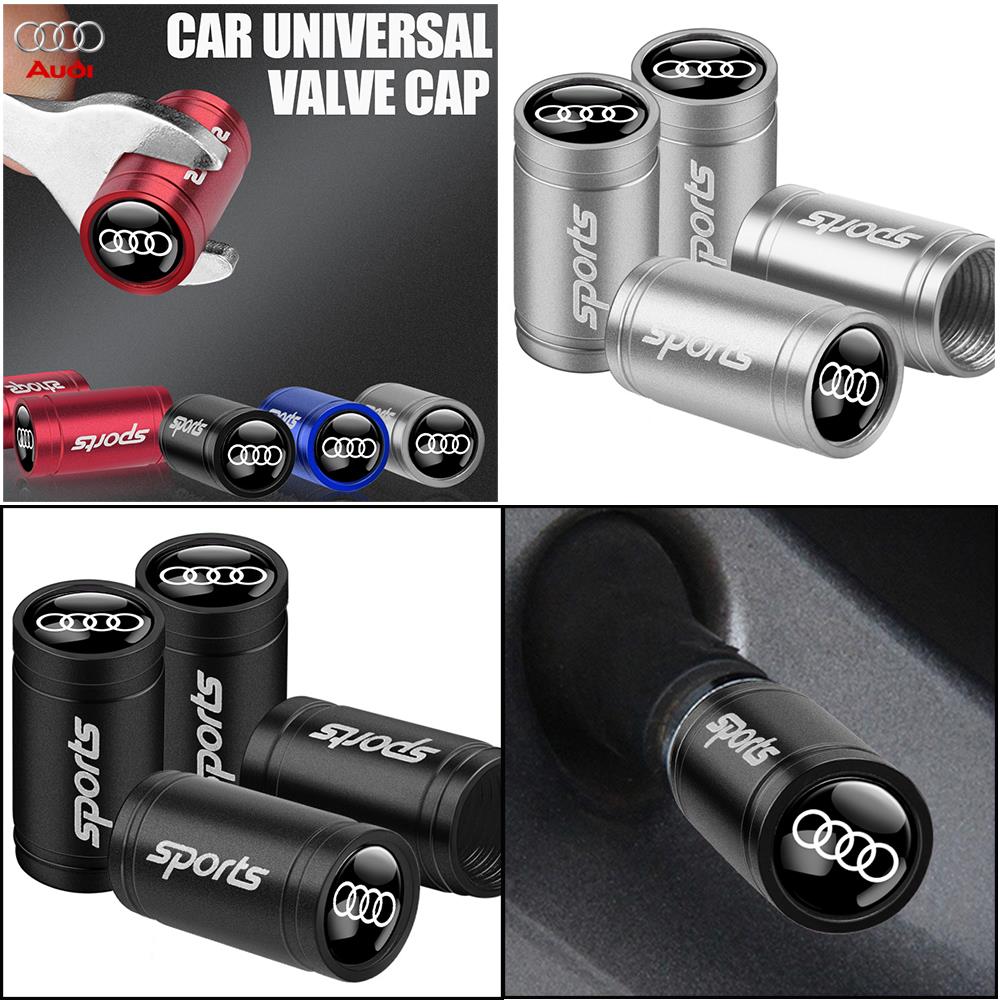 4pcs Metal Alloy Car Wheel Tire Valve Caps Stem Decoration Cover For 7ydzh A3 A4 RS 8P B9 8V A5 A1 A6 A7 C6 Q3 Q5 Q7 Accessories ydzh7