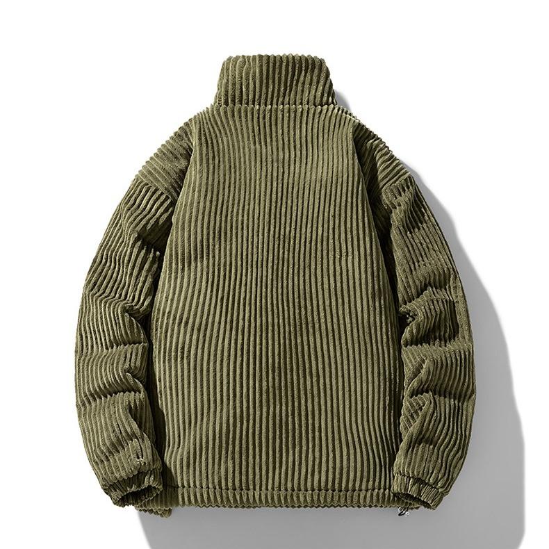 Casual Down Jacket for Men Retro Thickened Cotton-padded Jacket Couple Stand-up Collar Warm Corduroy Cotton-padded Jacket for Autumn and Winter