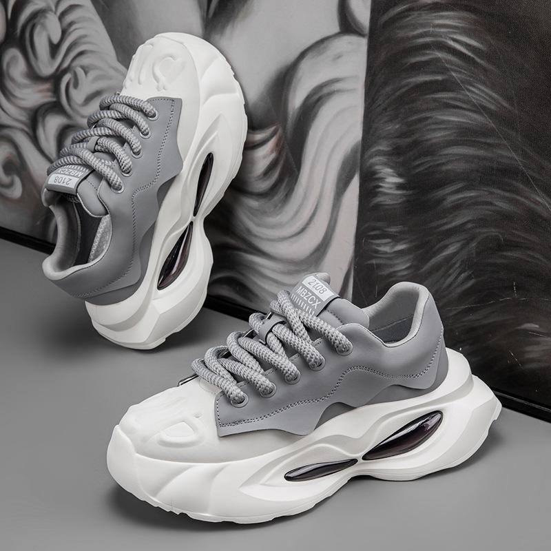 Men's shoes spring new fashion versatile trend casual non-slip wear-resistant niche teenagers platform dad shoes