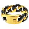 32mm Breite Bling Massiv 316L Edelstahl Gold & Schwarz Hip Hop Armband Designer Charms