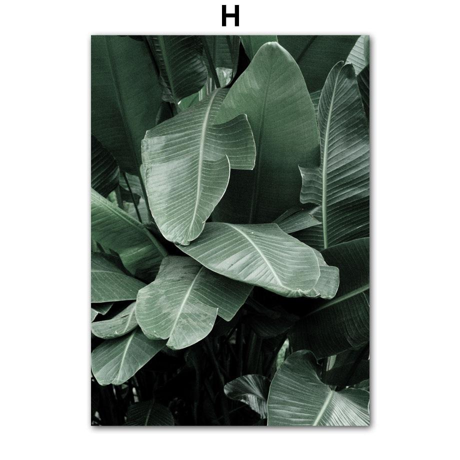 Tropické rostliny Palmové listy Bílý květ Nástěnná malbaPlátno Severské plakáty a obrazy Nástěnné obrazy pro výzdobu obývacího pokoje