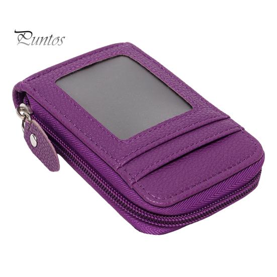 

Кошелек для монет с 14 отделениями для карт, большой вместимостью, окошком для удостоверения личности, застежкой-молнией против кражи, искусственная кожа, прочная строчка, портативный кошелек фиолетовый