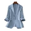K-style Tencel Linen Professional Commute Ol White Shoulder Slim Looking Suit Collar Split 3/4 Sleeve Small Business Suit Coat