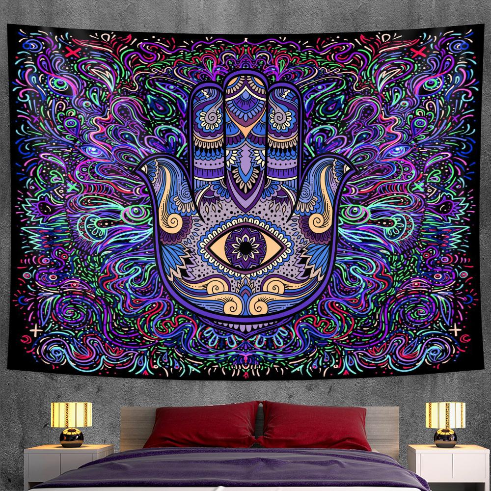 Lucky Hand Home Decoration Tapestry Wall Hanging Mandala Witchcraft Tapestry Yoga Mat Bohemian Upholstered Sofa Blanket
