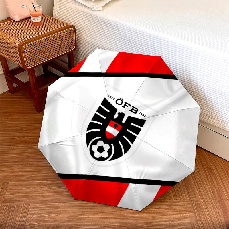 Austria national football team pattern, automatic folding umbrella, portable and foldable design, 8 ribs, a Christmas or birthday gift.