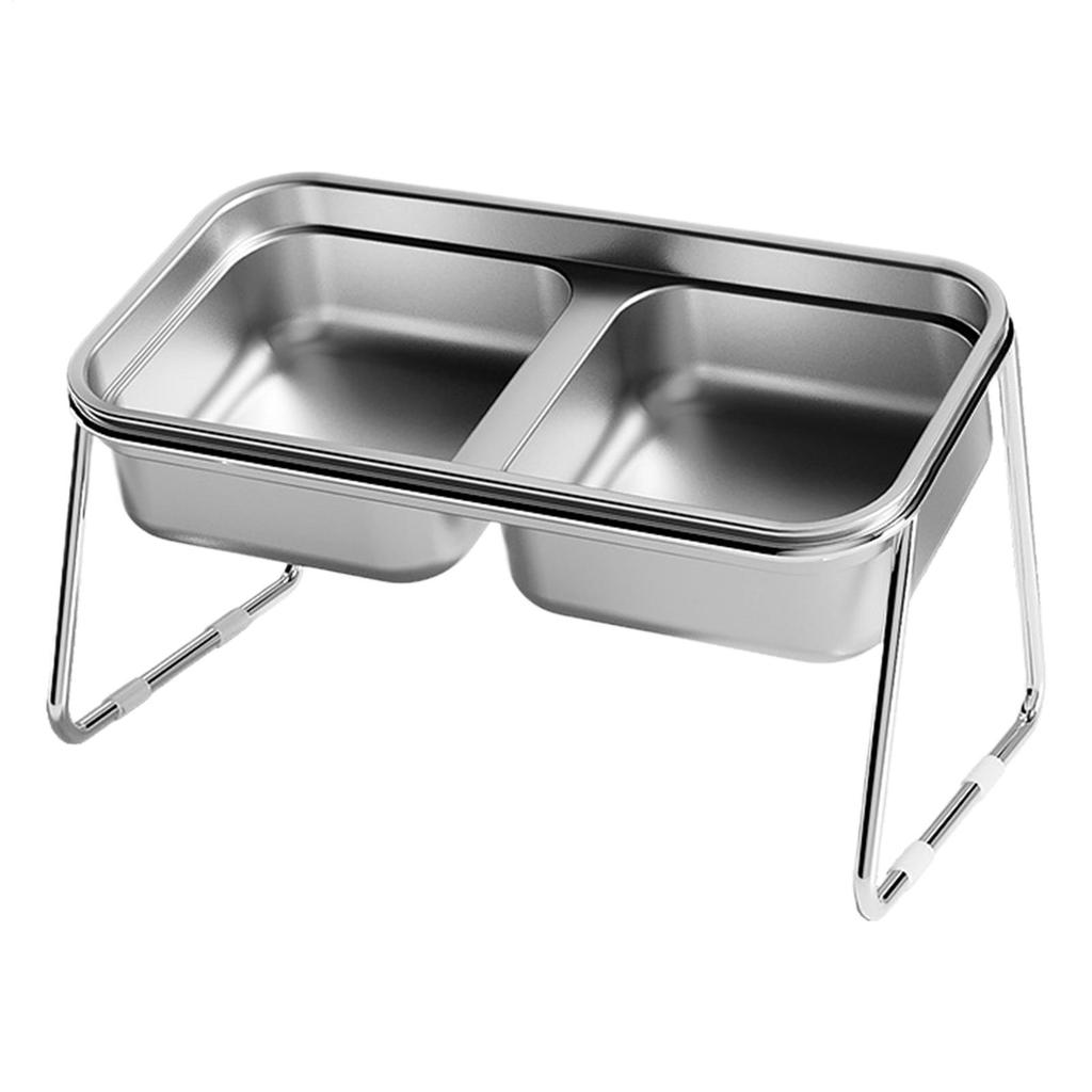 Elevated Cat Dog Bowl Stainless Steel Raised Cat Food Water Bowl Set With Anti Slip Stand For Indoor Cats Pets Feeding Supplies
