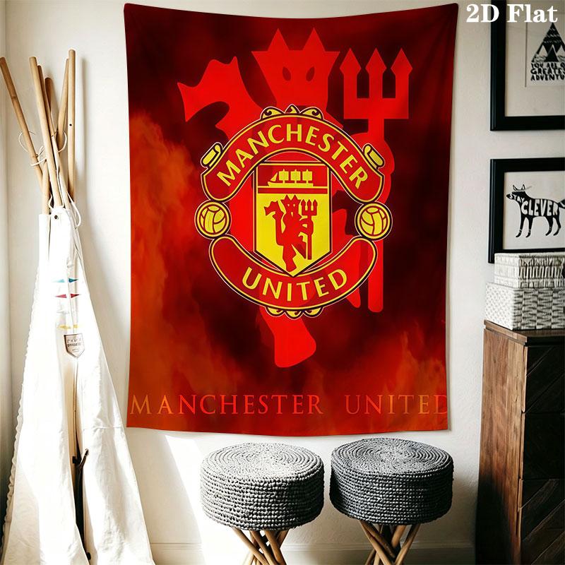 Man Utd M Wall Hanging Printed Fabric Blanket Decorative Tapestries for Bedroom Living Room Home Decor