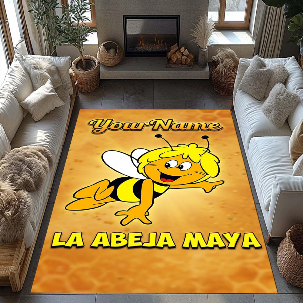 Biene Maja Personalized Text Floor Mat Perfect for Kitchen Dining Room Bedrooms Game Room Anti-slip Rug Office home decor Best for Christmas