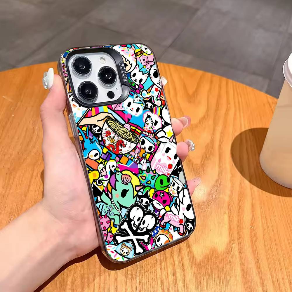 J-style Tokidoki A-Art B-Bright Phone Case For iPhone17,16,15,14,13,12,11,Pro,MAX Gray Matte Silicone Black Cover