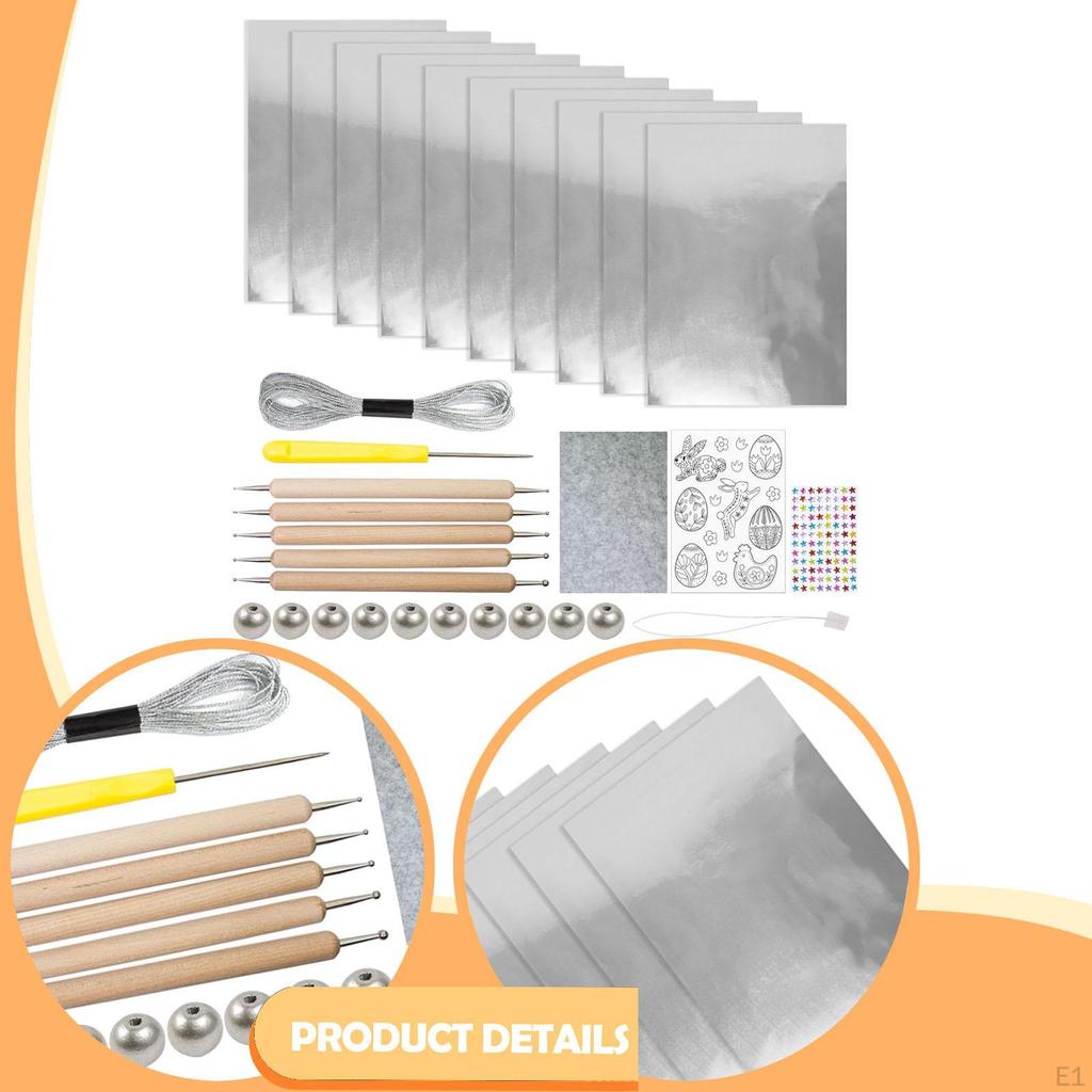 Präglad Folie Konstkit Aluminiumplåtar Tjocka med Påsktema Mönsterplåt Hantverk DIY