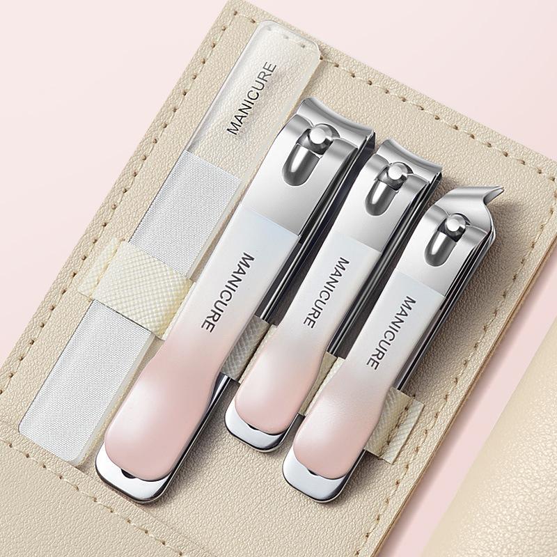 4/10Pcs New Nail Clippers Set 4 With Rotating Genuine Leather Bag Professional Trimmer Pedicure Care Tools Manicure Set Home Care Gift