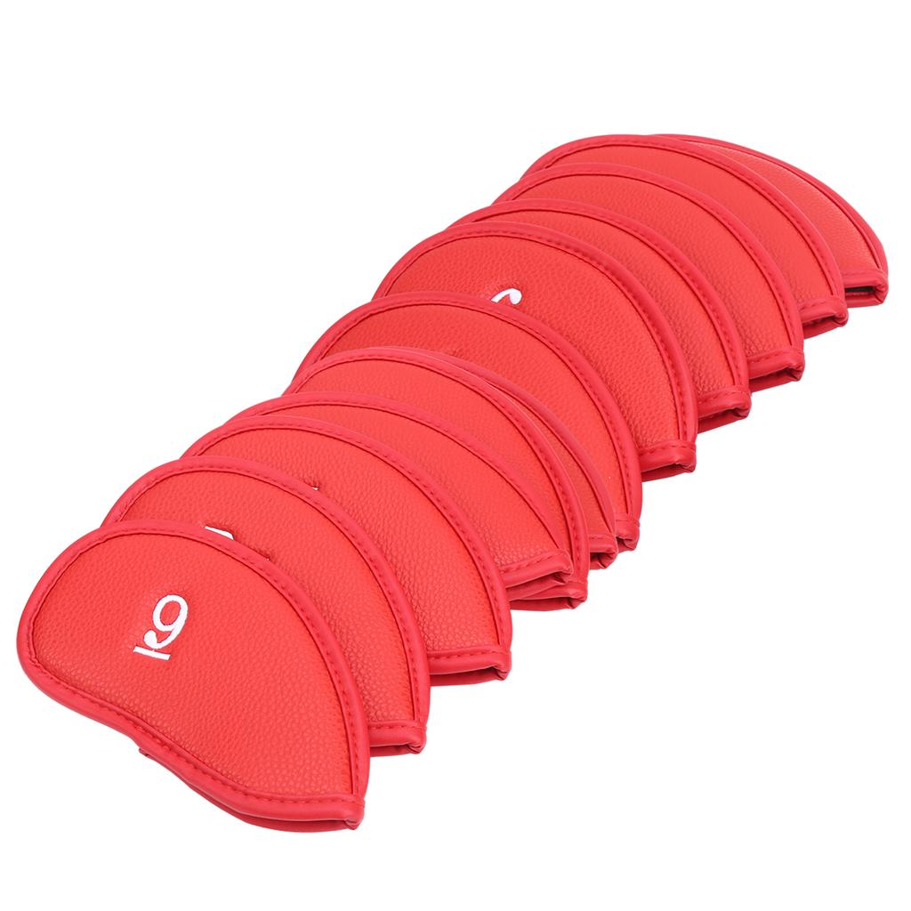 12 Stück Tasche Golfschläger Eisenkopfschoner Wasserdichter Schutz Golfschlägerkopfschutz mit Nummernrot