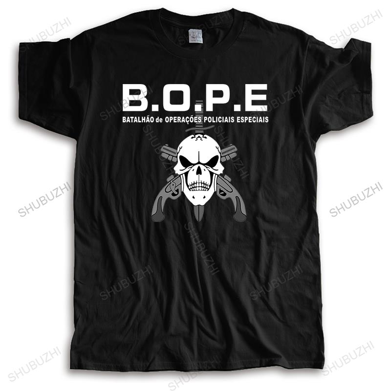 mens sunmmer cotton t-shirt BOPE Tropa De Elite Brazil Special Elite Forces Military T shirt men two sides military Casual tee