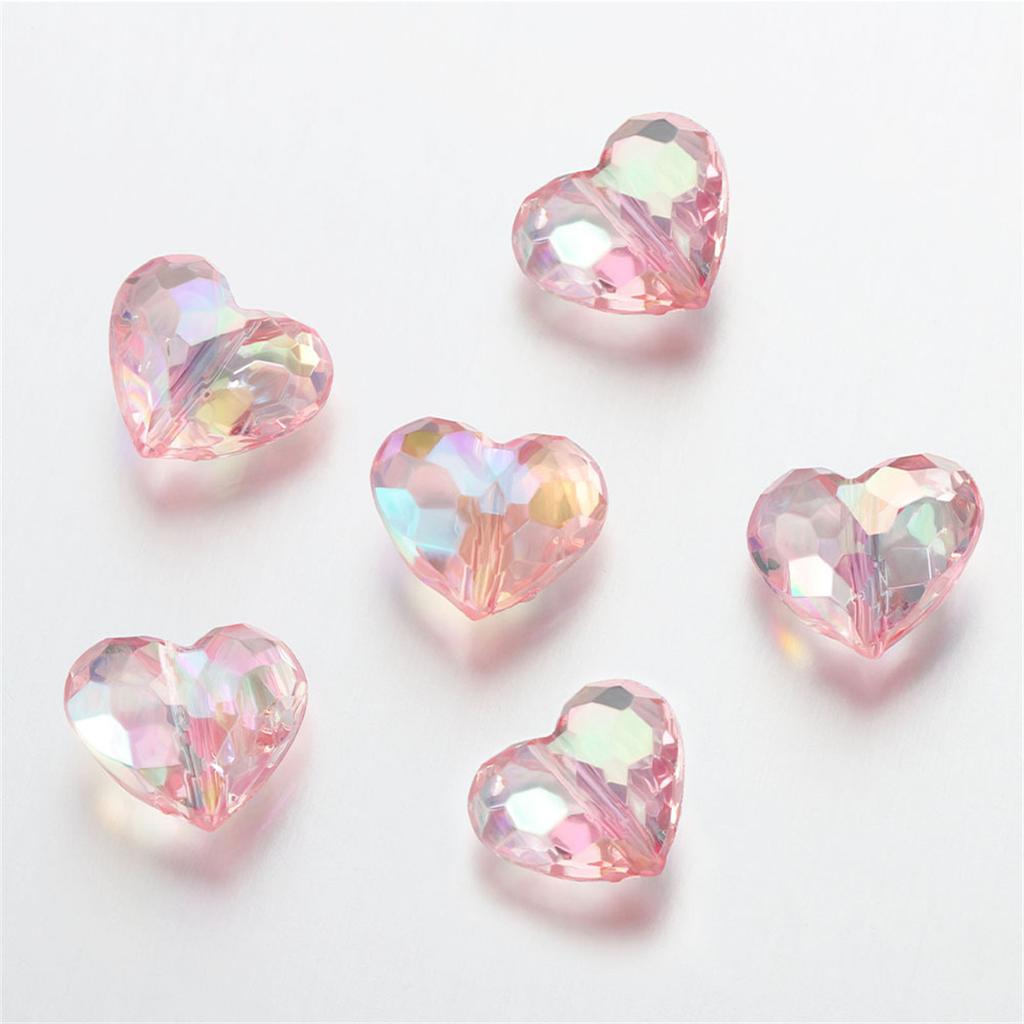 TX27 20pes Aerylic Heart Beads Tranaparent Loose Spacer Beads DIY JewelryMaking Pendants Neaklace Bracclet Needlework Material