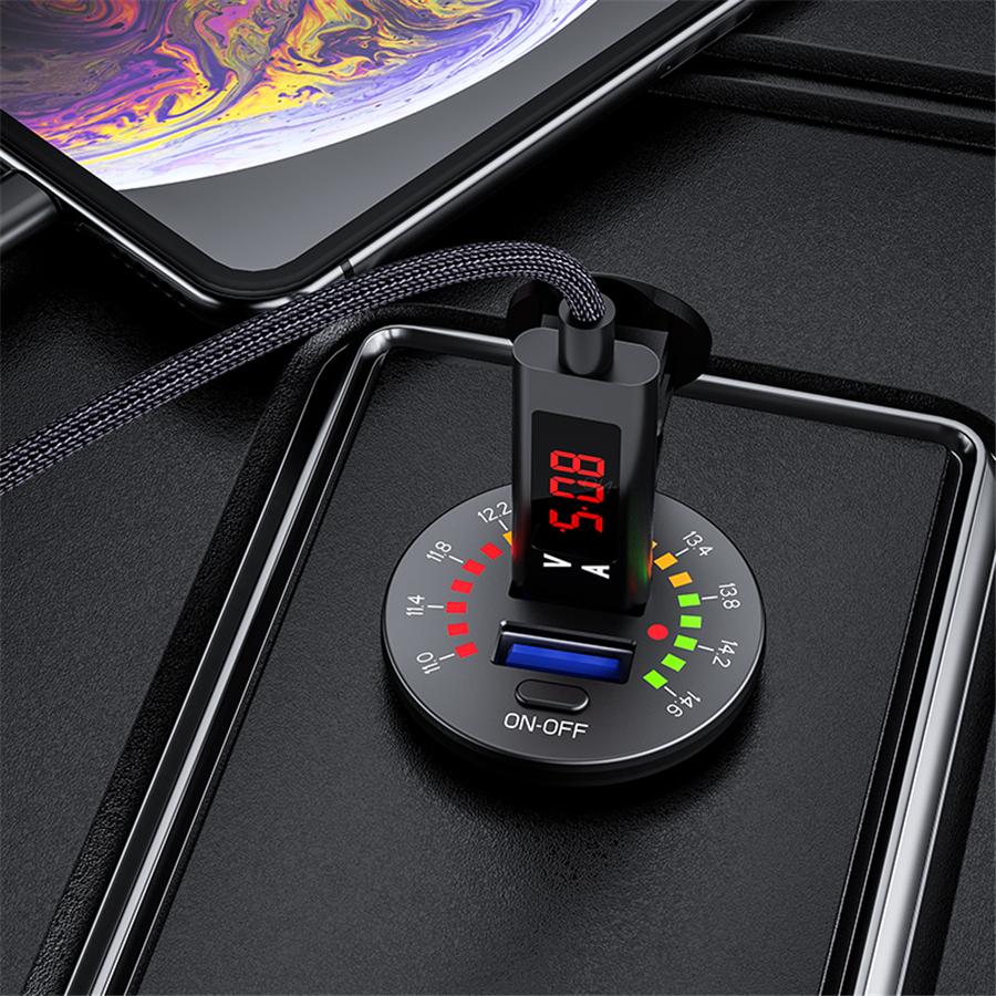 4.8A 12V Car Boat Dual USB Fast Charger Adapter Power Outlet Socket w/ Voltmeter